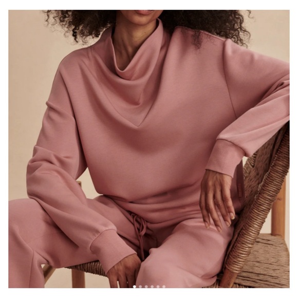 Varley Betsy Sweat Mauve Cowl Neck Pullover Sweatshirt Drawstring DoubleSOFT XL - Picture 1 of 16